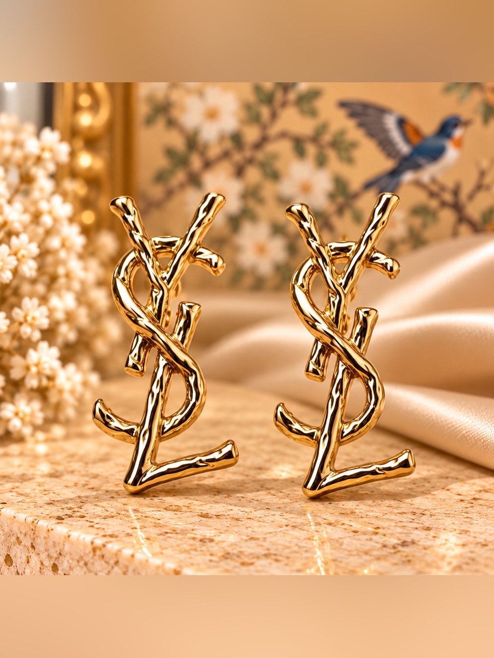Sculptural Statement Earrings Abstract Monogram Drop Earrings Fifi’Clo
